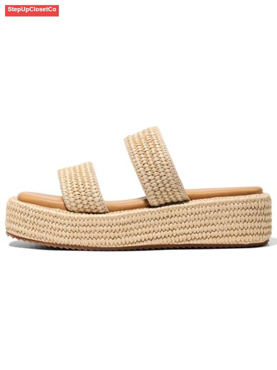 Shoes - Woven Espadrille Platform Sandals Wedge Slip On Summer Beach Raffia Comfort